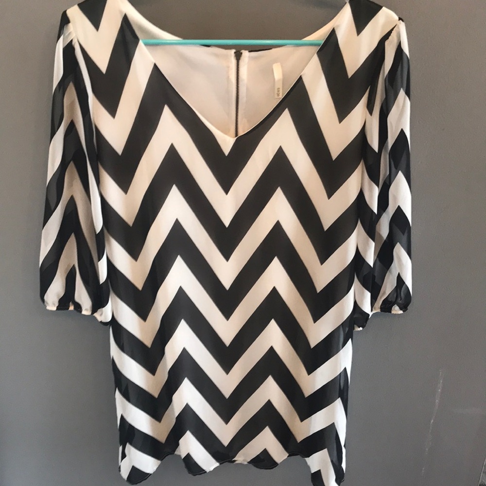 Black and white chevron dress